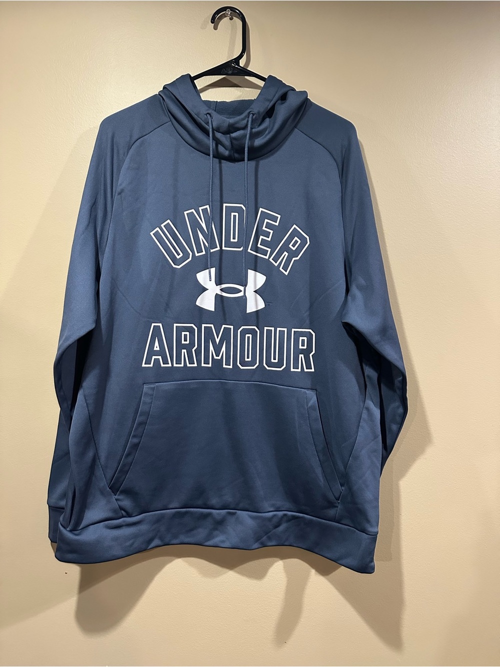 Under Armour Navy Blue Pullover Hoodie with White Logo